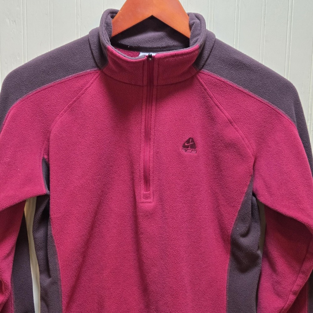 Nike ACG Pullover Womens Small Pink Gray Fleece 1/4 Zip Therma Outdoor Top